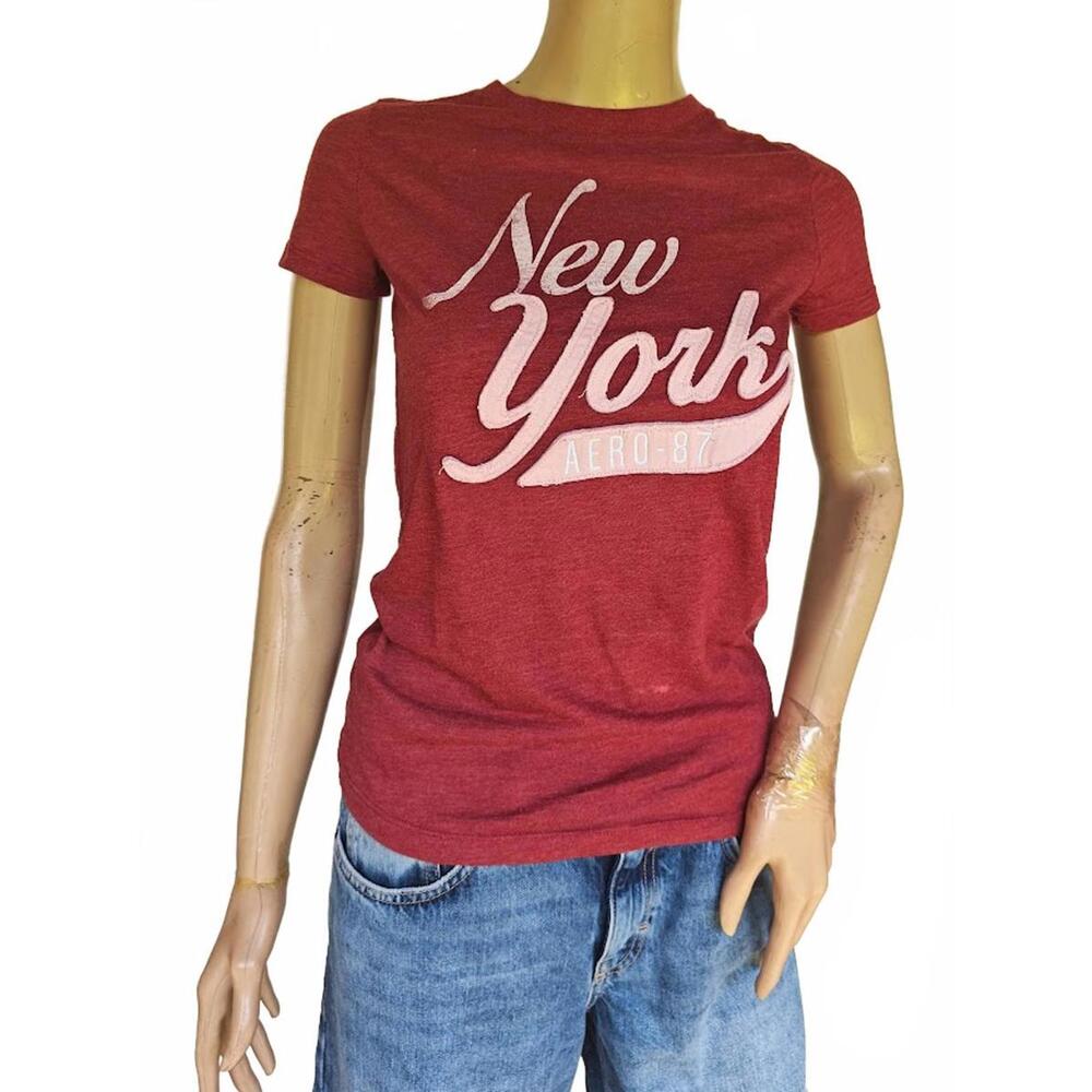Aeropostale Burgundy New York Graphic T-Shirt - Size S/P
